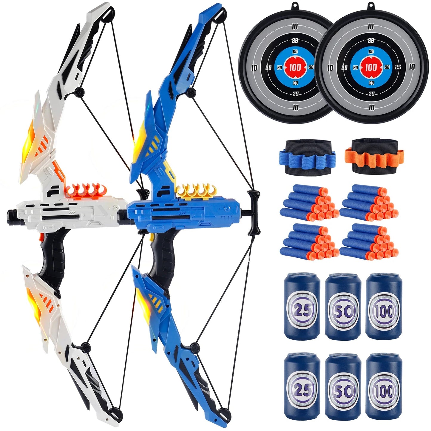 Kids Soft Dart Archery Toy Set with LED Lights,Indoor Outdoor Sports Gift for Boys and Girls,Halloween/Christmas/Thanksgiving GlowCart
