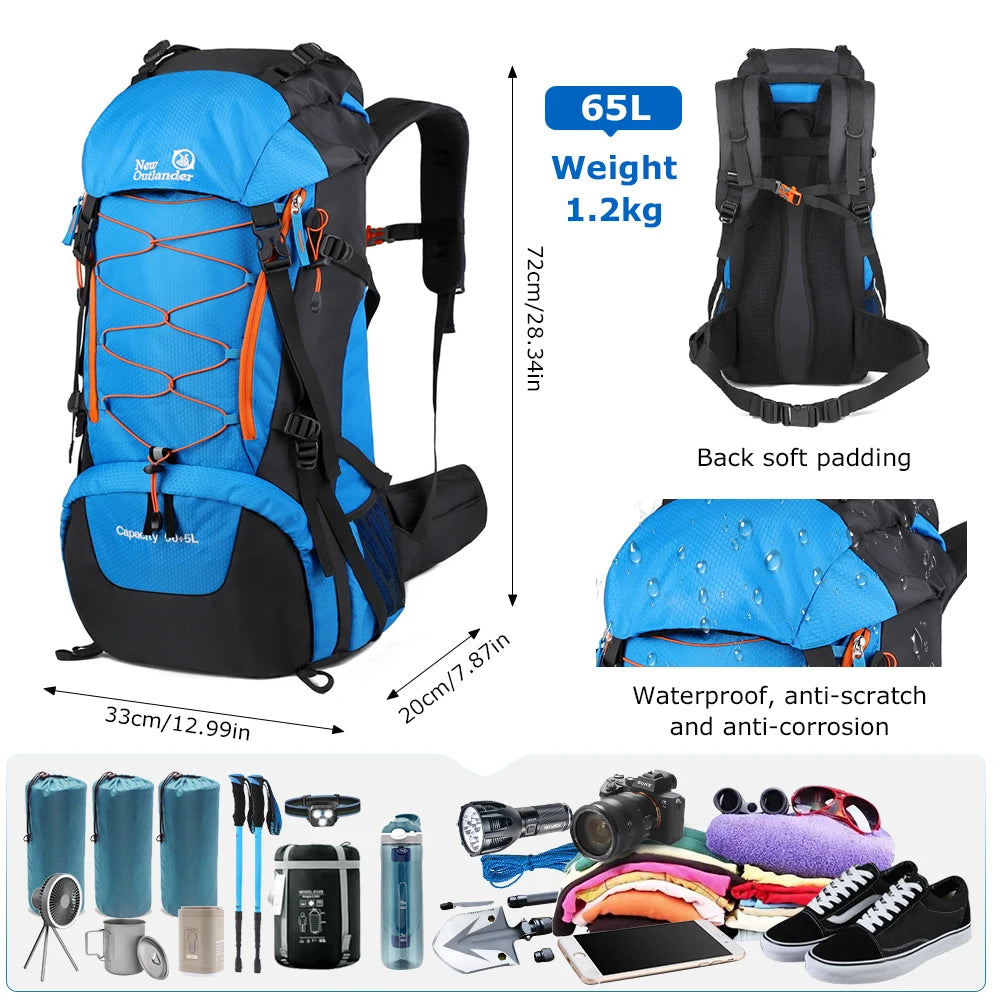 WESTTUNE Waterproof Climbing Backpack 65L Outdoor Sports Bag