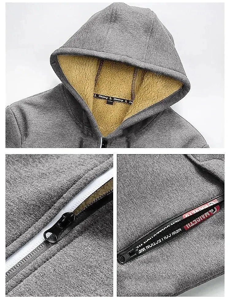 Trendy Sweatshirt Coat Front Pockets Warm Zipper Lamb Wool GlowCart