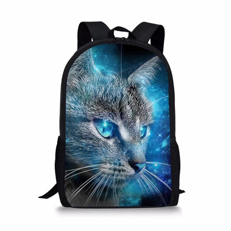 Trendy Popular Cat Notebook Backpacks pupil School Bags 3D GlowCart