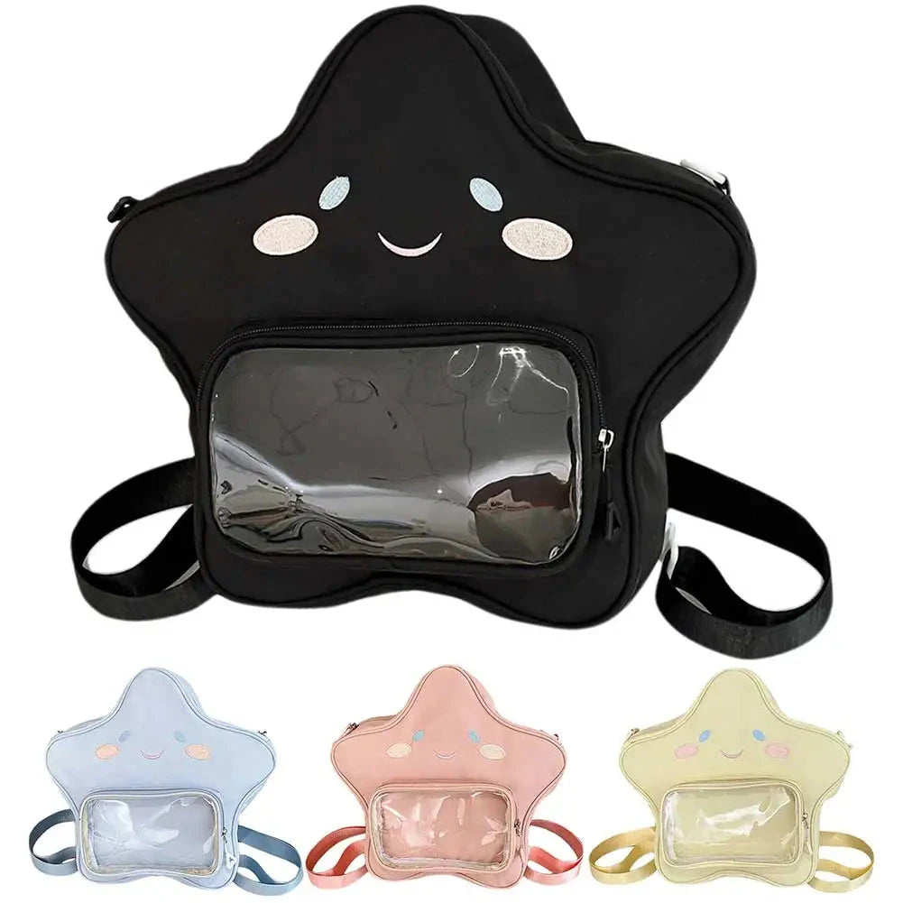 Star Backpack for Women with Clear Pocket Kawaii Daypack GlowCart