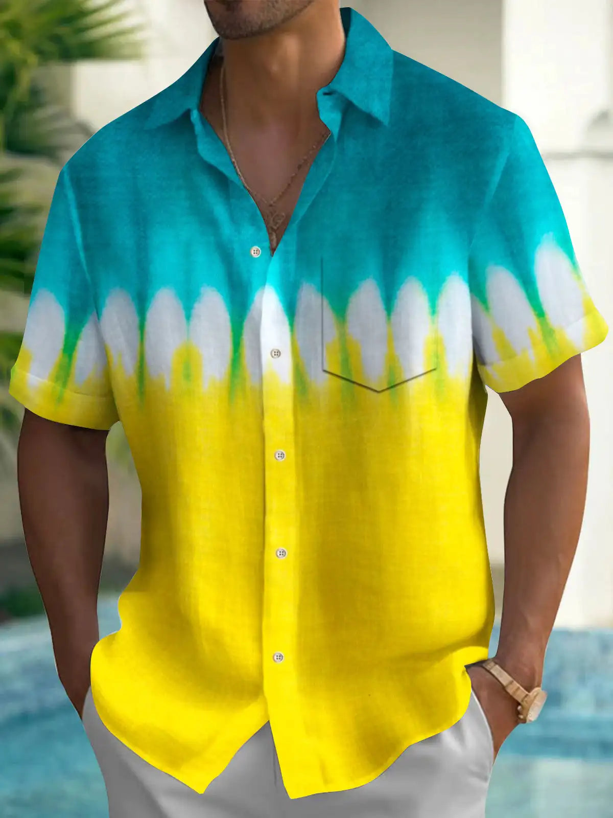 New Hawaii Spring/Summer Fashion Leisure Street Walk Tourist Beach Printed Full Open Short Sleeve Button Shirt, Quick Shipping GlowCart