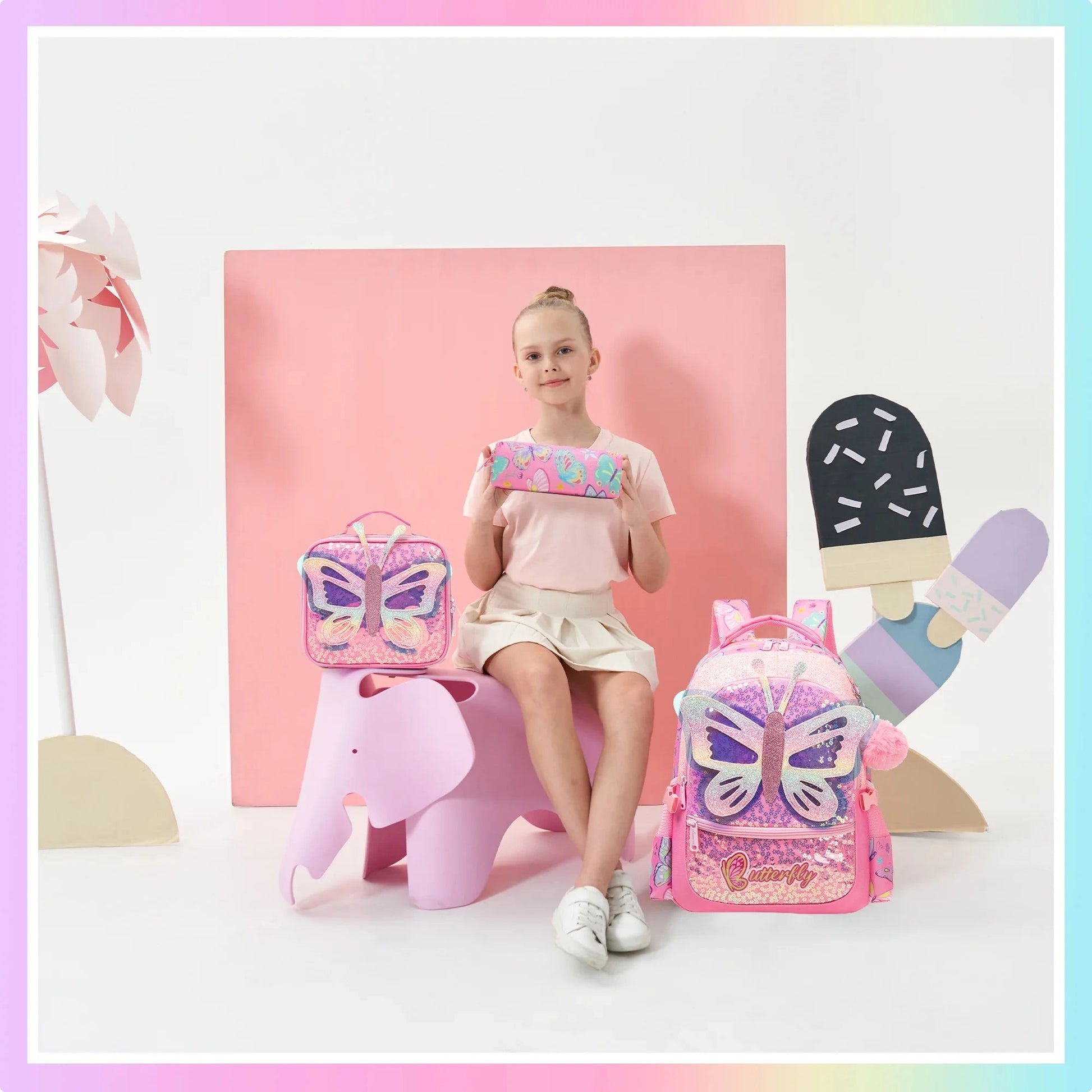 Fashionable and Cute new Children's Backpack with Large Capacity and Lightweight with Lunch bag Pencil case Suitable for School GlowCart