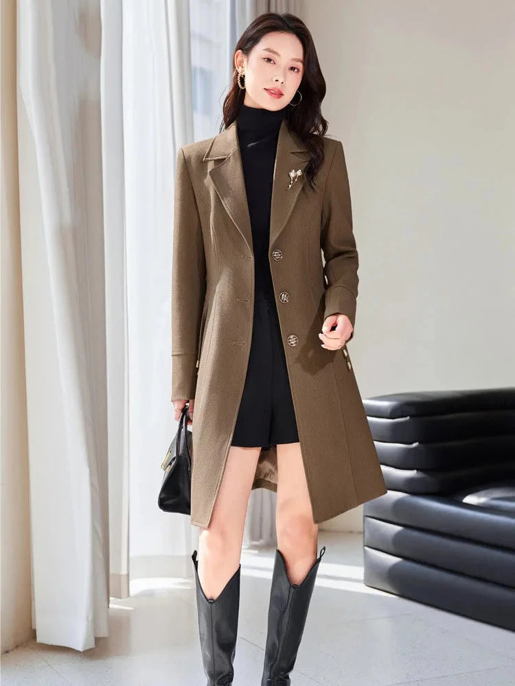 High End Female Coat Long Slim Trench Coat For Women’S GlowCart