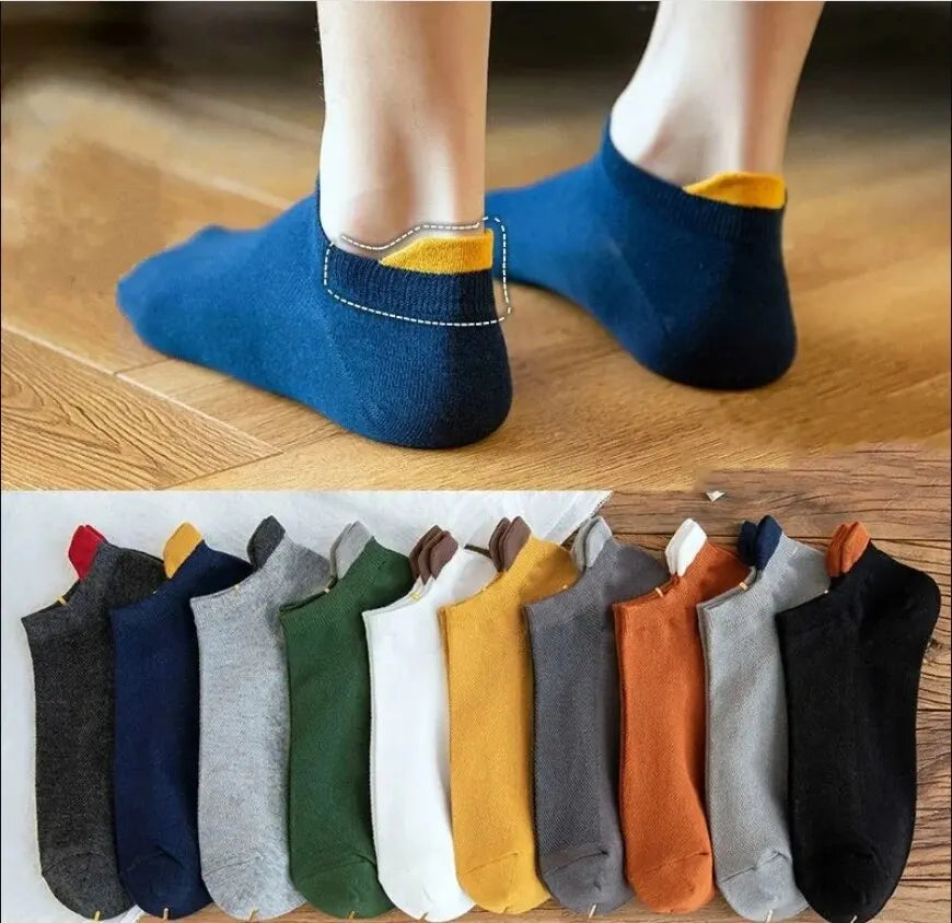 5pairs Men's Fashion Sports Socks, Striped Cotton Sweat Absorption Breathable Comfortable Ankle Socks GlowCart