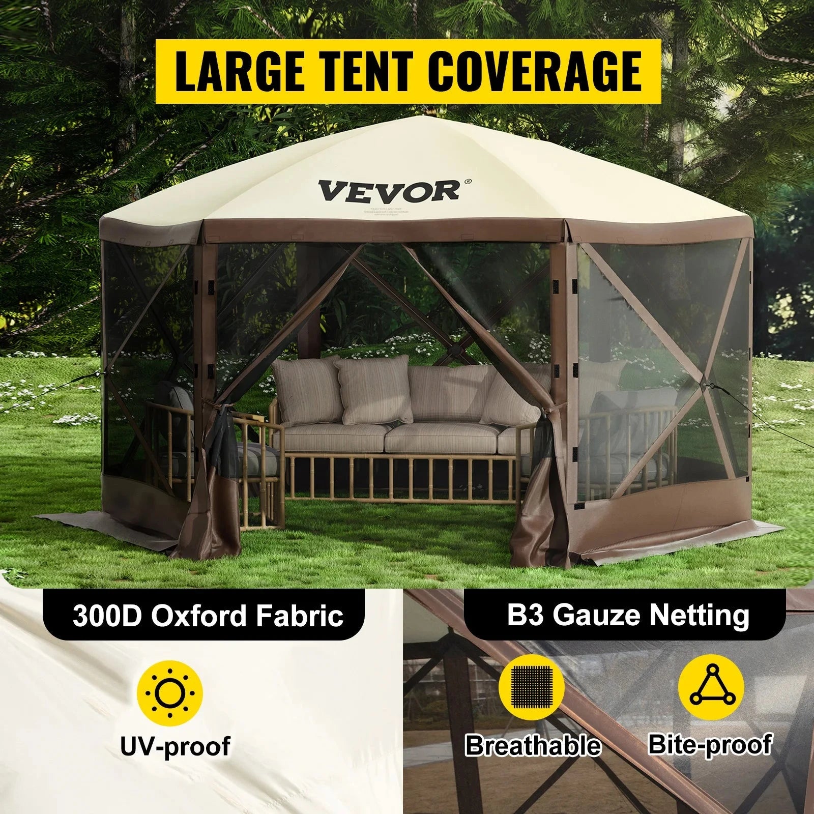 SucceBuy Pop-up Camping Gazebo Camping Canopy Shelter 6 GlowCart