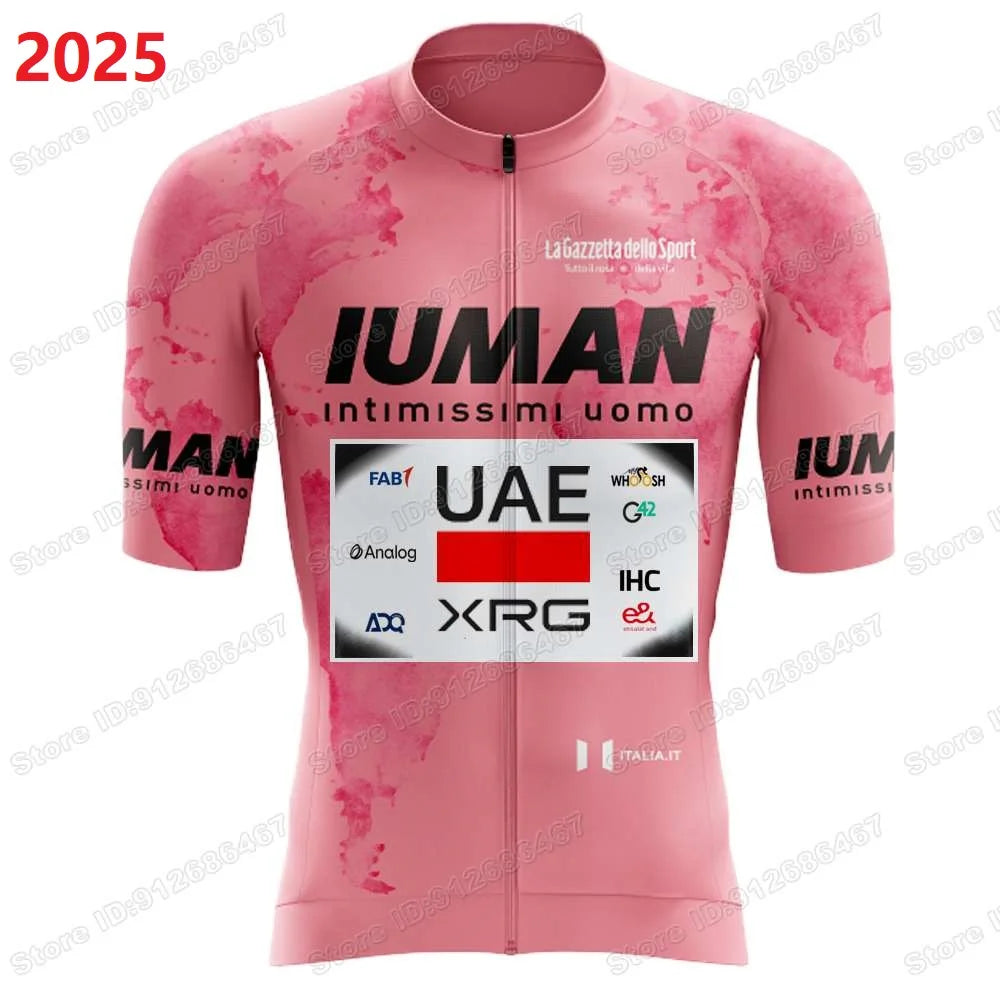2025 Yellow Pink UAE Team Cycling Jersey Set Slovenia Tadej Pogacar Cycling Clothing Men France TDF Road Bike Suit Bib Shorts GlowCart