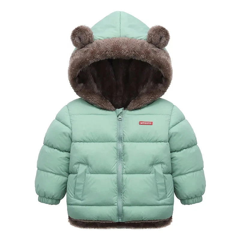 Boys Girls Thick Jackets Winter Kids Padded Fleece Warm Coats Children Hooded Cotton Outerwear Kids Clothes Cashmere Snowsuit GlowCart