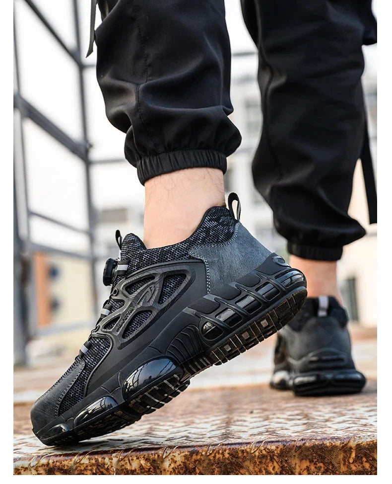 Rotating Button Safety Shoes Men Steel Toe Sneaker Air GlowCart