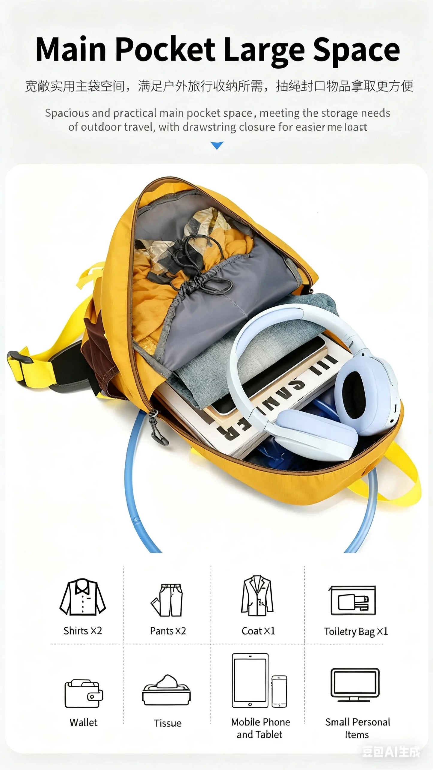 25L Professional Outdoor Hiking Mountaineering Backpack with GlowCart