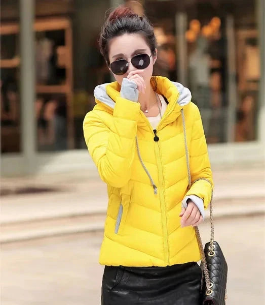 clothes Winter XXXL Jacket Women hooded Solid Color Short GlowCart