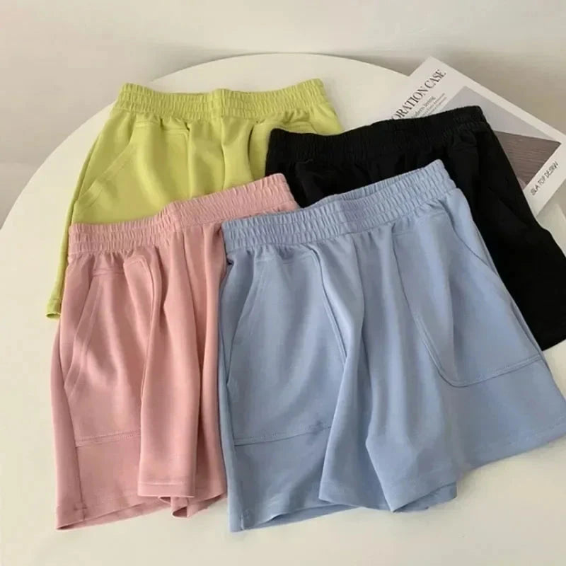 Women Simple Soft Shorts Large Size Casual Shorts Yoga Beach Pants Female Sports Shorts Wide Leg Bottoms Hot Streetwear GlowCart