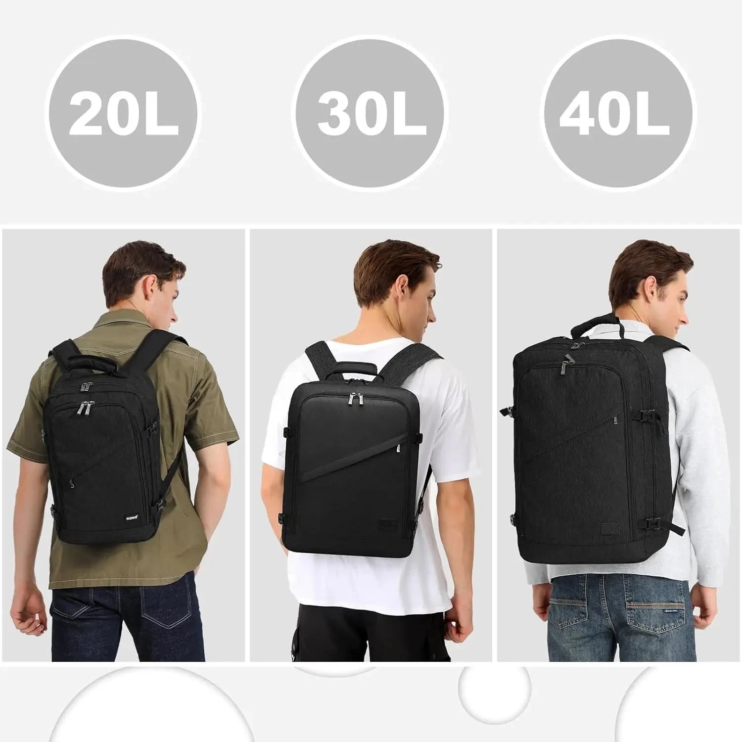 KONO Carry on Backpack, Airplane Approved Under Seat Travel GlowCart