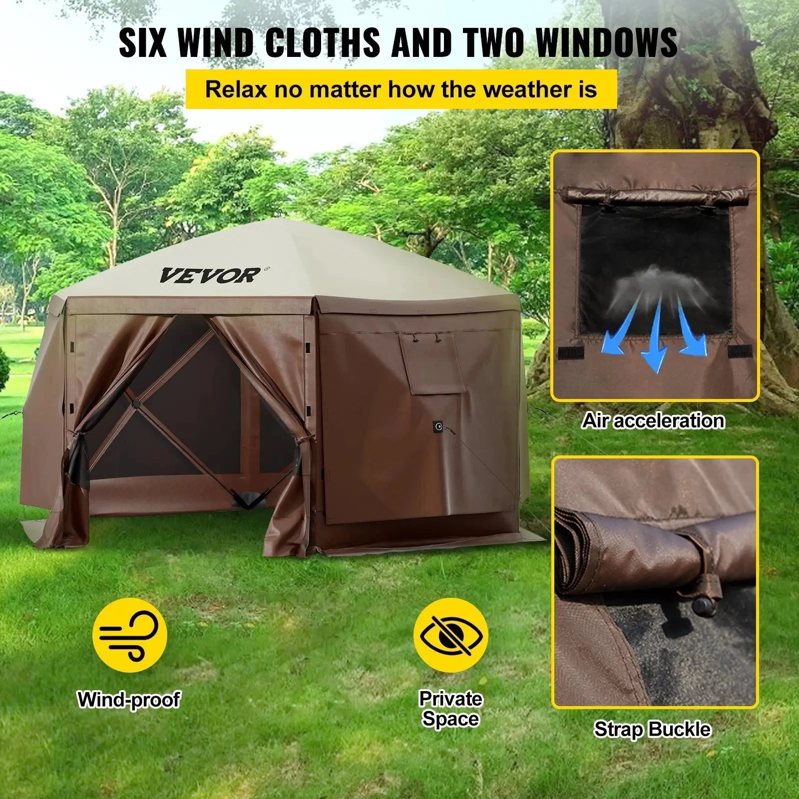 Waterproof Screen Shelter w/Portable Storage Bag 8 Person GlowCart