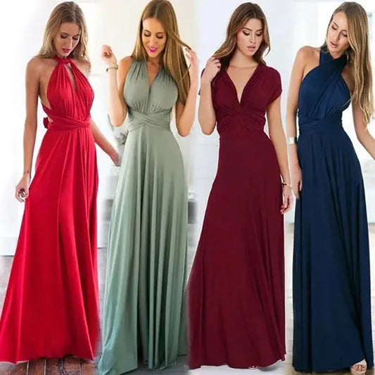Sexy Women Multiway Wrap Convertible Boho Maxi Club Red