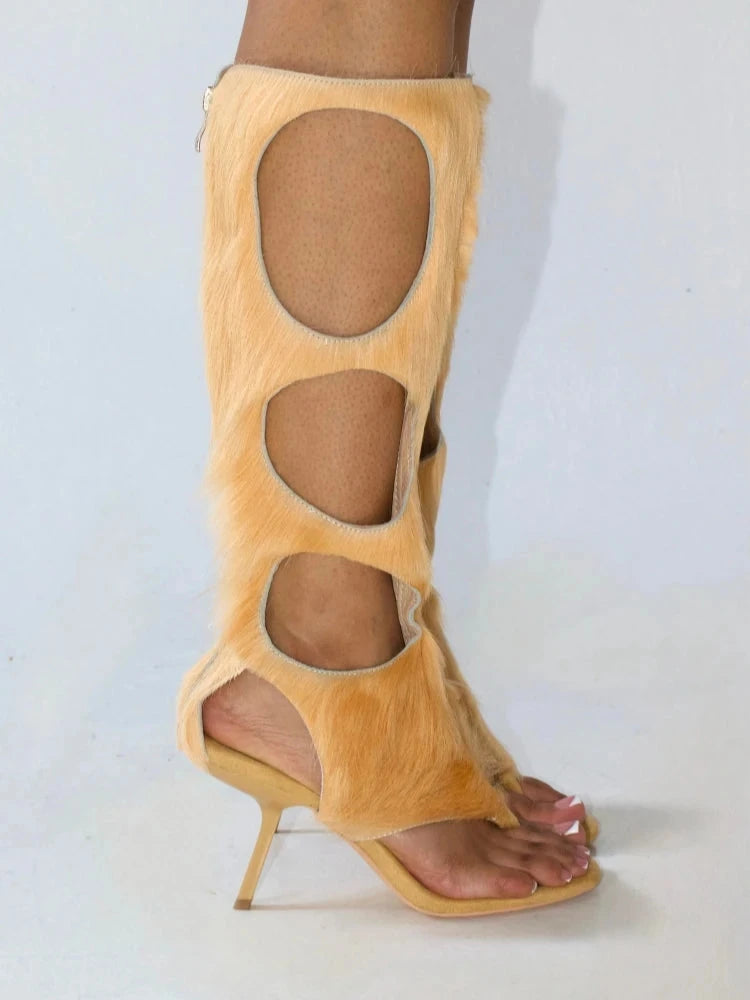 2025 New Luxury Women's Knee-High Boots | Real Horsehair GlowCart