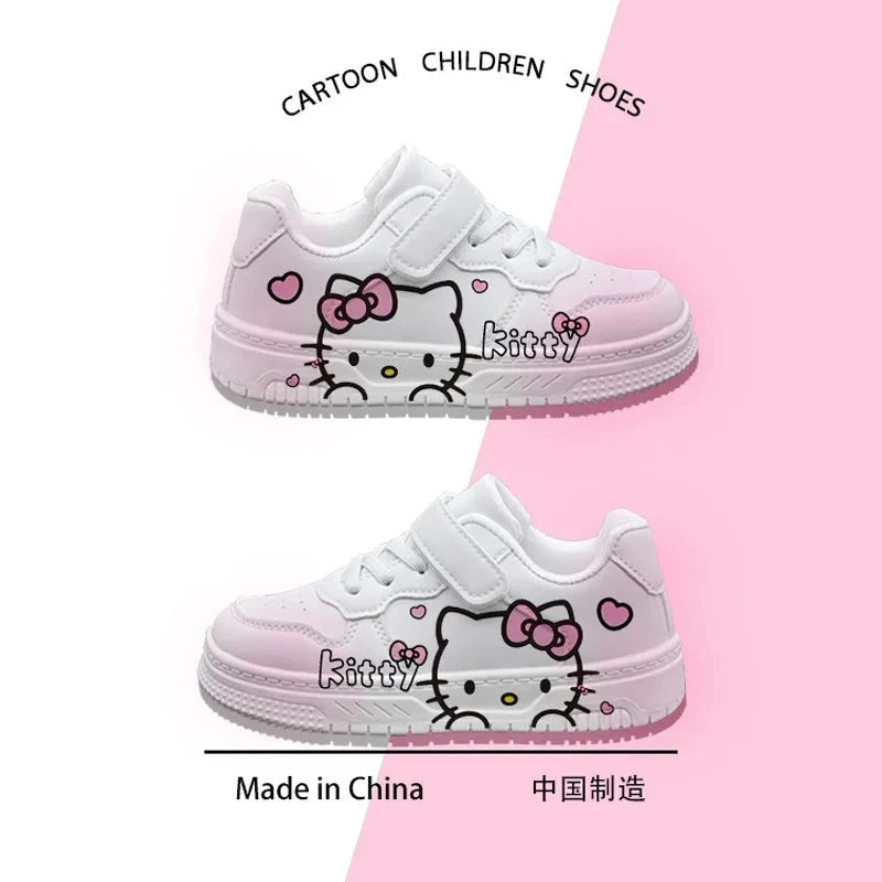 2025 New Hello Kitty Girls Low Top White Sneakers Cute Cartoon Casual Shoes Fashion Canvas Shoes For School Kids Wholesale GlowCart
