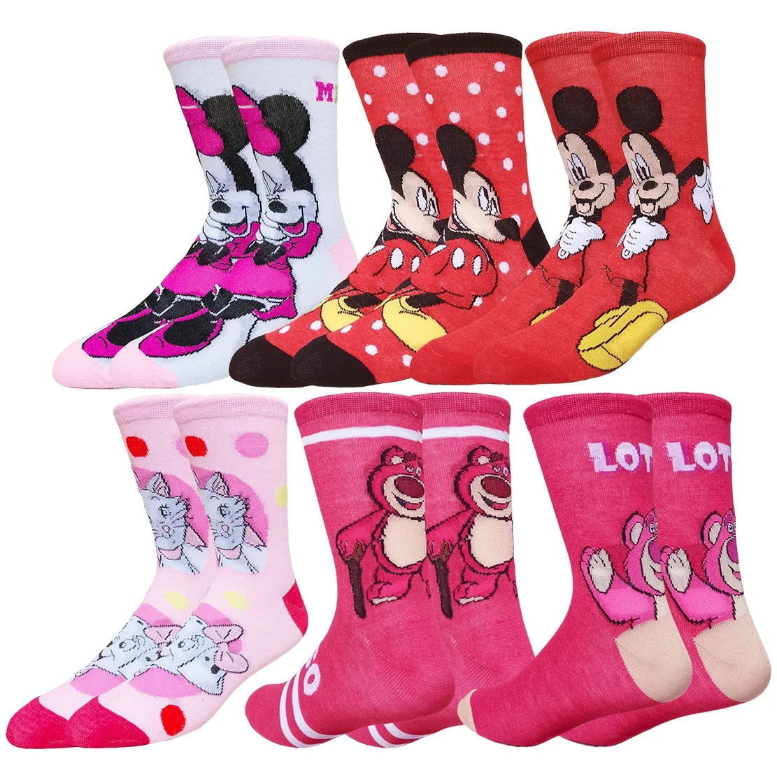 6pairs Random Color Potdemiel Disney Cartoon Anime Socks Hip GlowCart