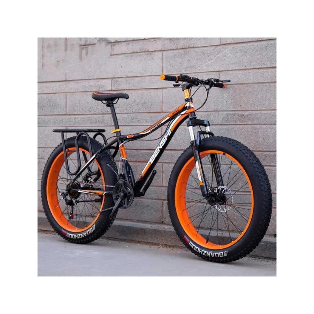 Fatty wide thick mountain bike large tire speed shock absorption snow bicycle beach off-road adult men and women double bike GlowCart