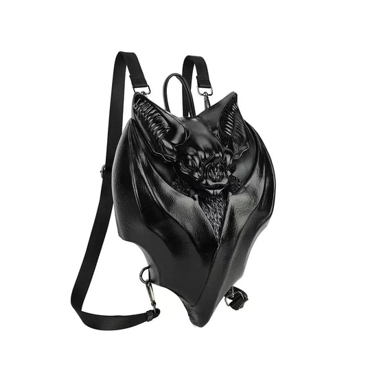 New Girl Gothic Black Bat Shaped Halloween Backpack Handbag GlowCart