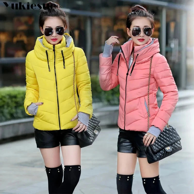 clothes Winter XXXL Jacket Women hooded Solid Color Short GlowCart