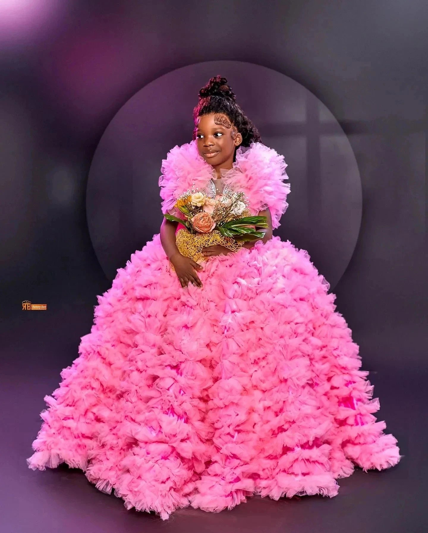 Luxury Pink Flower Girl Dresses For Wedding Applique Ruffles GlowCart