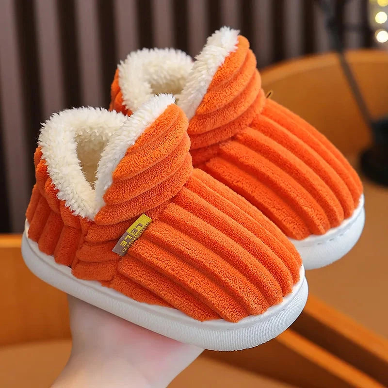 Smile Pop Winter Children's Cotton Slippers For Boys And Girls Non-slip Warm Slippers Children's Plush Home Baby Cotton Slippers GlowCart