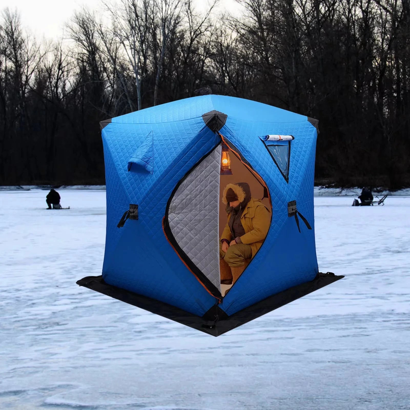 Orange/Blue/Red Insulated Ice Fishing Tent Freestanding GlowCart