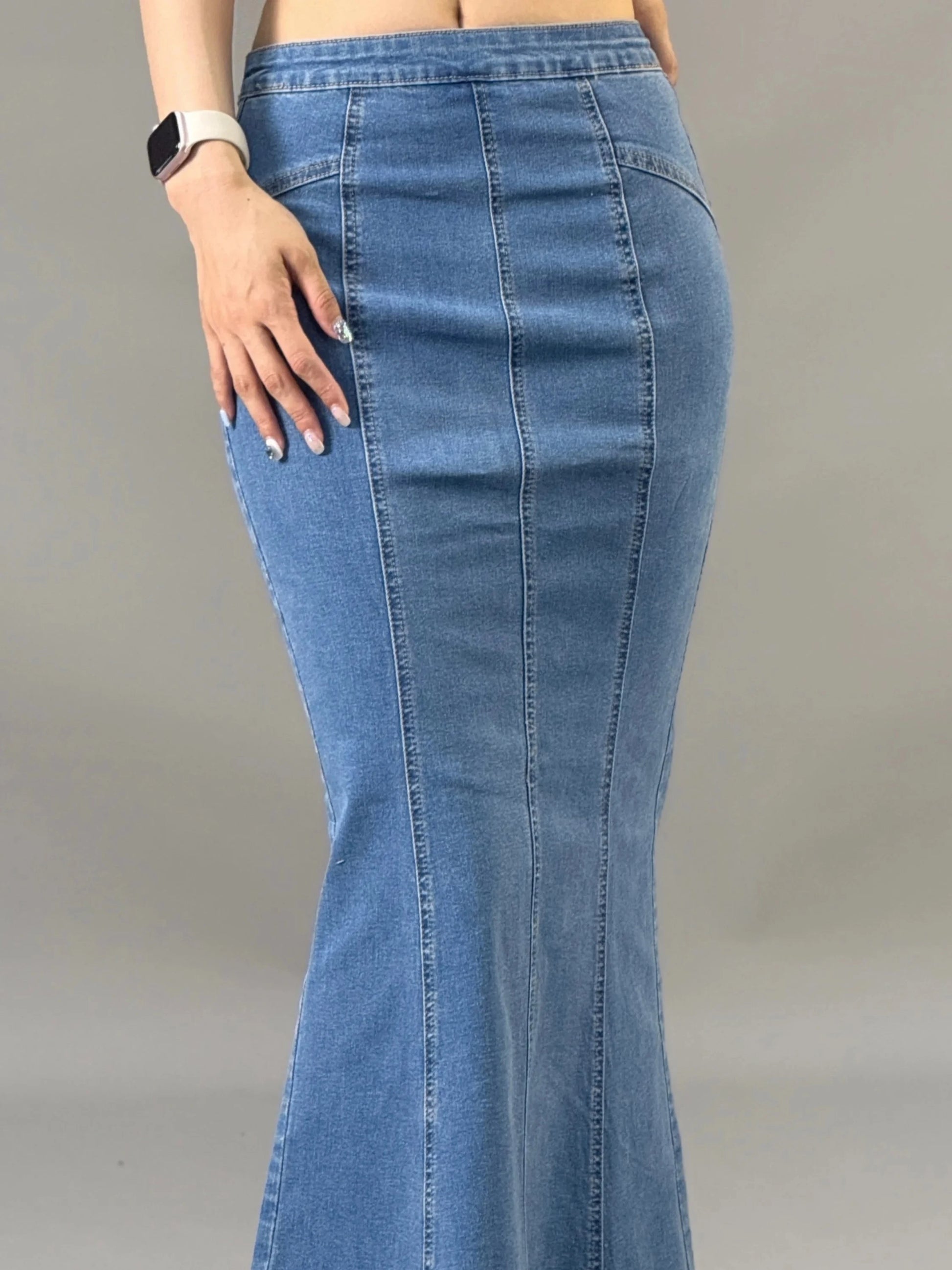 Hot girl high waisted denim fish tail hip hugging skirt for women in 2025 summer new design long dress style GlowCart