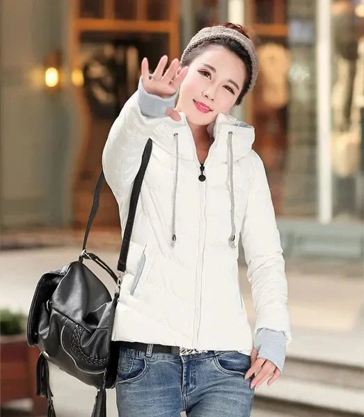 clothes Winter XXXL Jacket Women hooded Solid Color Short GlowCart