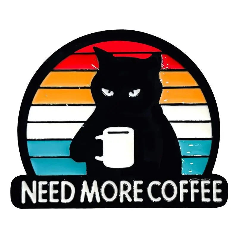 Ew,People Funny Black Cat Enamel Pin Brooches For Women GlowCart