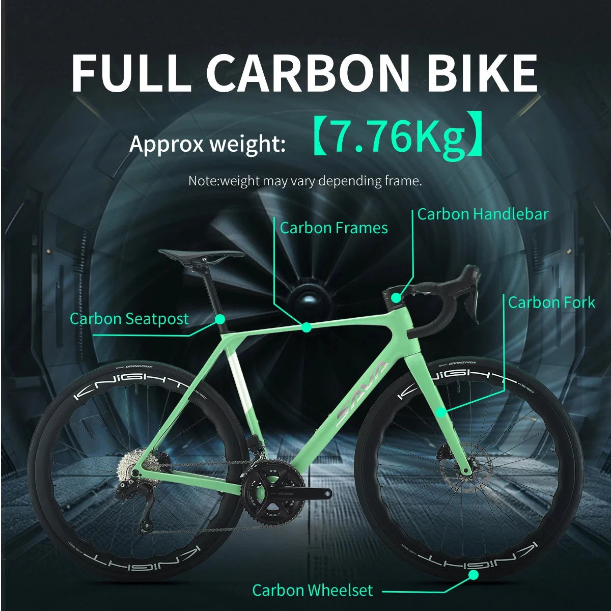 SAVA AEROX Racing Road Bike Full Carbon Fiber Electronic Shift Road Bike Ultra-lightweight 7.7 kg GlowCart