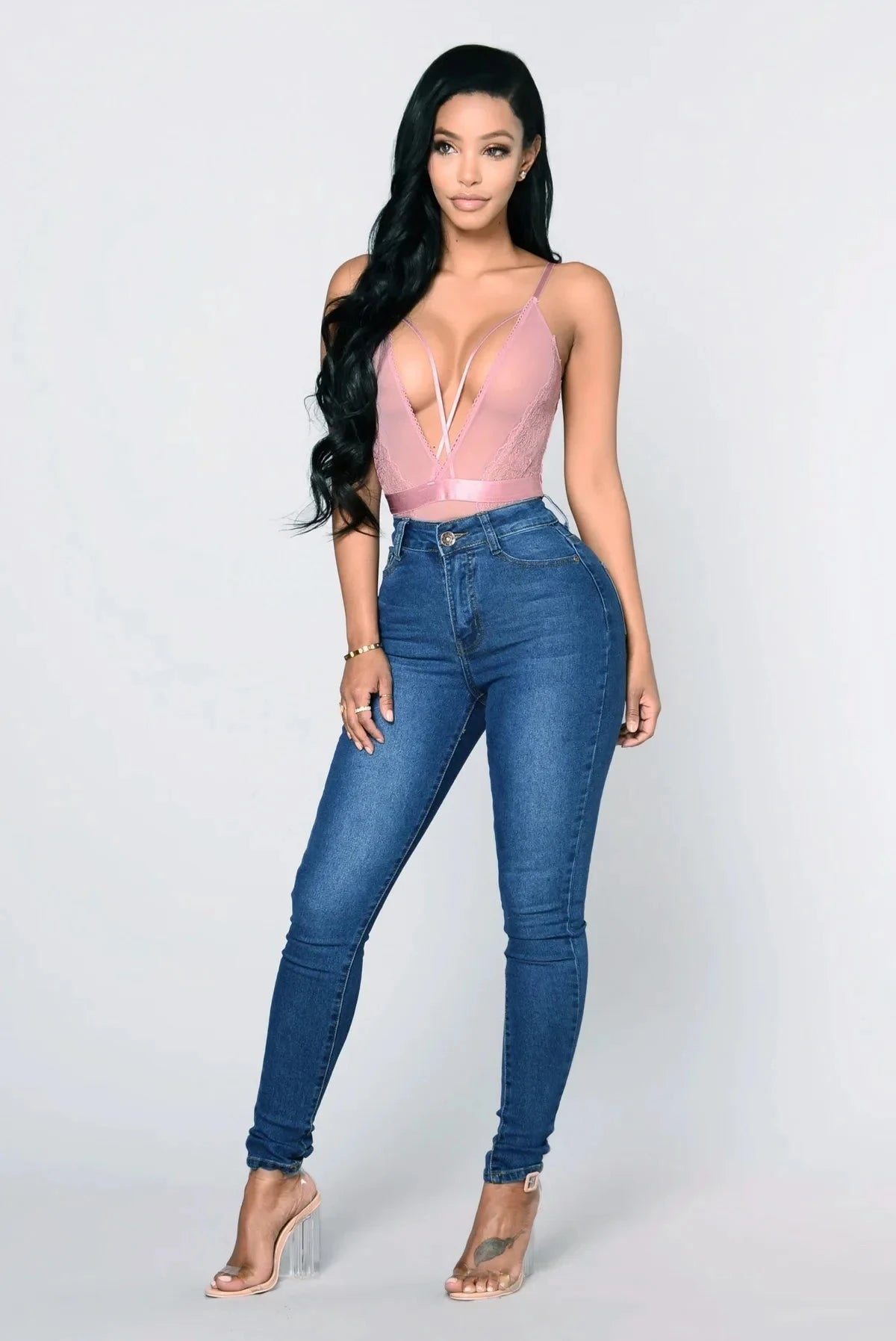 Women High Waist Stretch Hip Lift Denim Skinny Pants Jeans GlowCart
