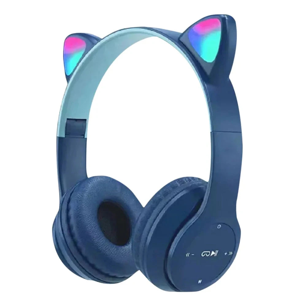 Cute Cat Ear Headphones with RGB LED Light Wireless Headset GlowCart
