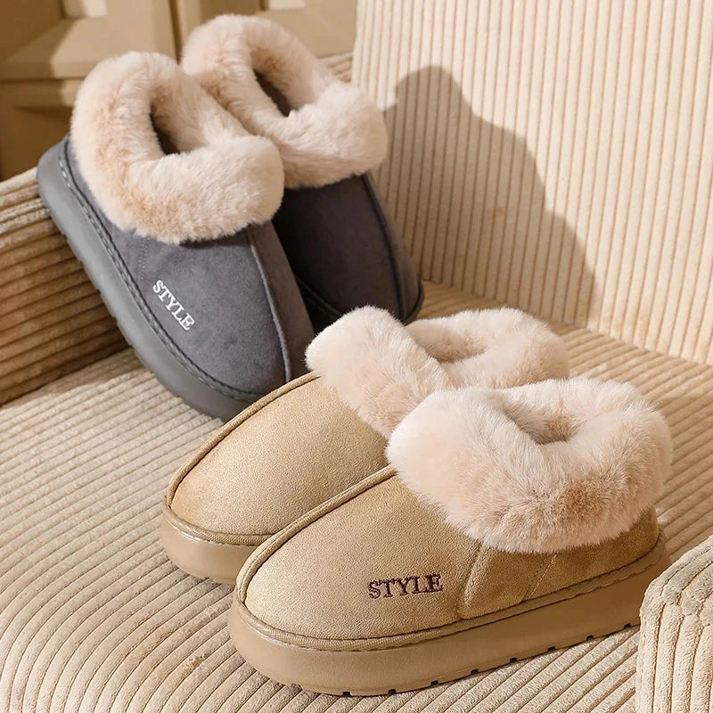 New Platform Snow Boots for Women's Home Thick Warm Wool GlowCart