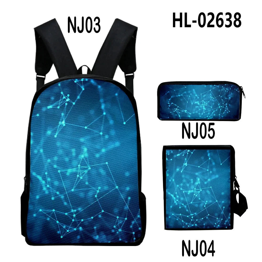 Fashion Youthful Technology style 3D Print 3pcs/Set Student GlowCart