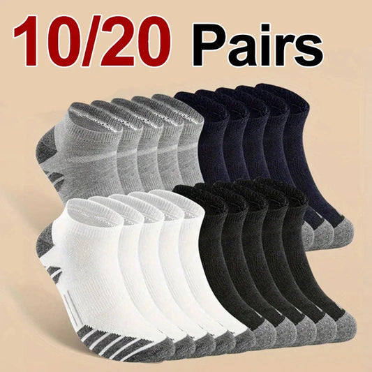 10/20 Pairs Men Women Sports Boat Socks Sweat Absorbing Breathable Suitable All Seasons Running Fitness Low Cut Casual Socks GlowCart