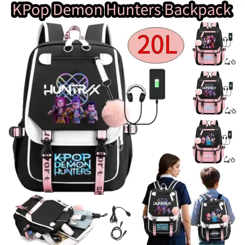 KPop Demon Hunters Backpack Demon Slayer Backpack Up To 20L Durable Waterproof Travel Backpack For Boys Girl Fan Peripheral Gift GlowCart