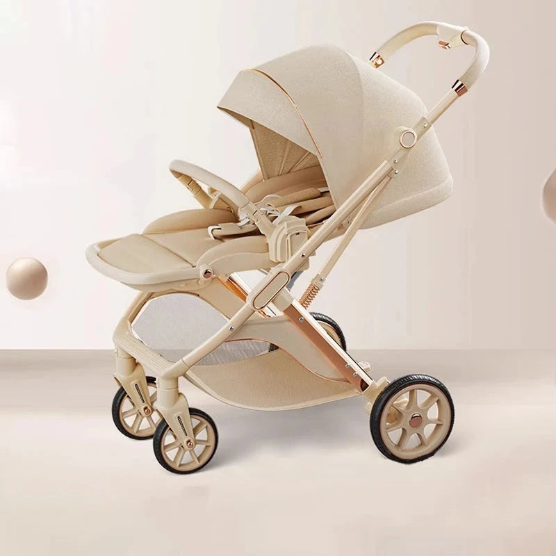 Baby carrige can sit or lie down Lightweight Folding Newborn Baby High Landscape Stroller Two-way Push Anti Vibration Wheels GlowCart