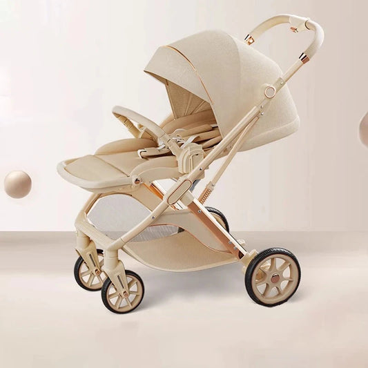Baby carrige can sit or lie down Lightweight Folding Newborn Baby High Landscape Stroller Two-way Push Anti Vibration Wheels GlowCart
