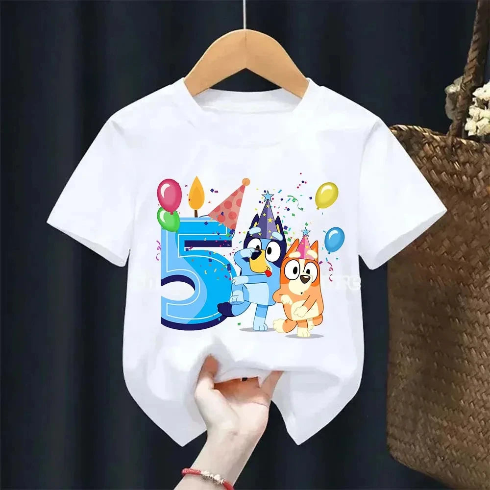 Boys Girl Summer Short Sleeve Children T-shirt Cartoon Birthday Digital Print Breathable Baby Tee Tops Y2k Kawaii Kids Clothing GlowCart