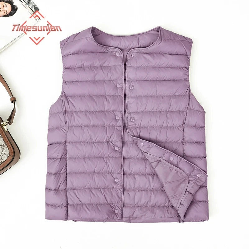 Women's Slim Fit Sleeveless Vest Ultra Lightweight White GlowCart