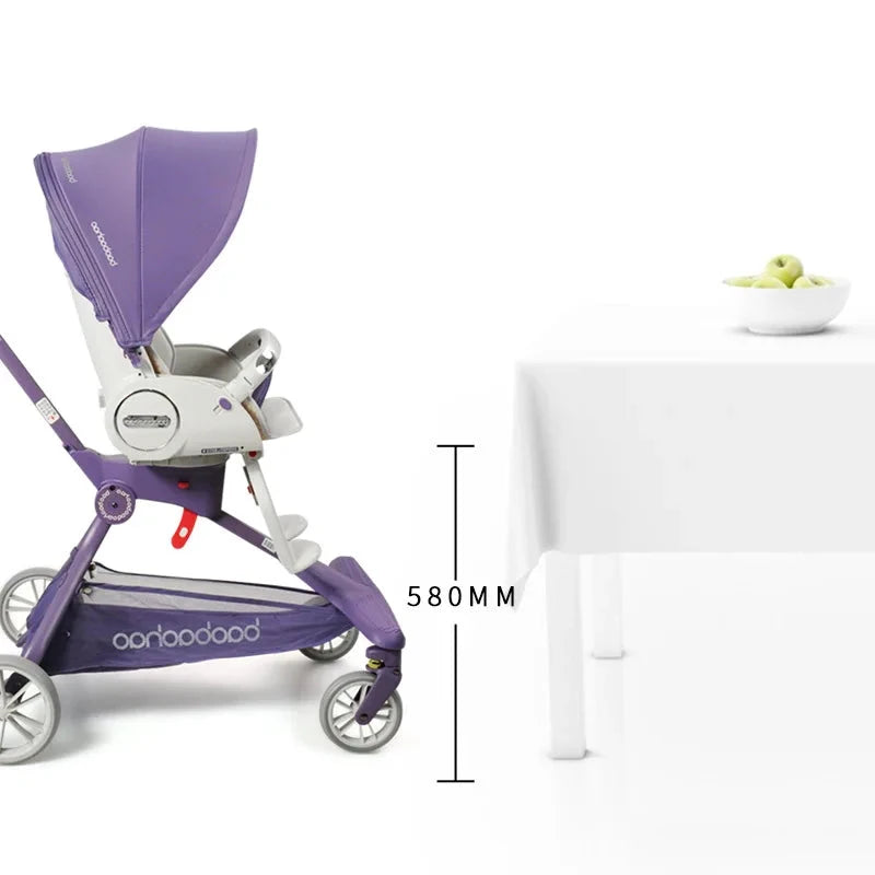 Luxury Lightweight Shock absorption Baby Can Sit and Lie Down Luxury Baby Carriage Portable folding four wheels stroller GlowCart