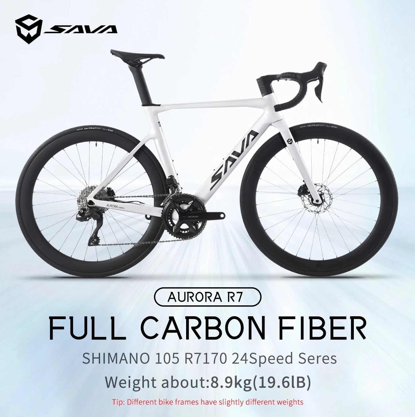 SAVA R7 Carbon Fiber Road Bike Carbon Frame, Handlebars, Fork Shimano Di2 R7170 24Speed Shift Kit, UCI CE Certified Adult Racing GlowCart