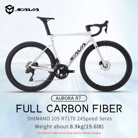 SAVA R7 Carbon Fiber Road Bike Carbon Frame, Handlebars, Fork Shimano Di2 R7170 24Speed Shift Kit, UCI CE Certified Adult Racing GlowCart