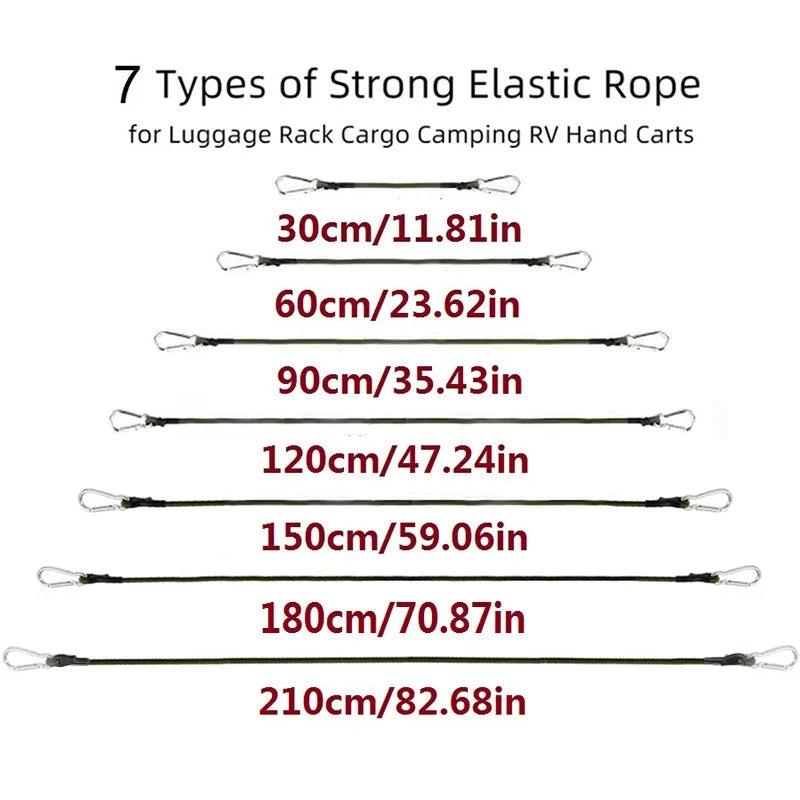 30-210cm Outdoor Elastic Tie Rope Tent Fixed Rope Bicycle GlowCart