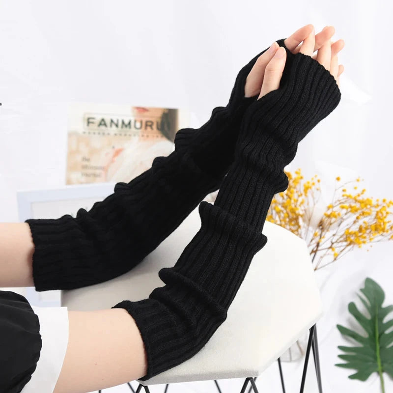 Women Long Fingerless Gloves Soft Female Glove Lolita Kawaii GlowCart