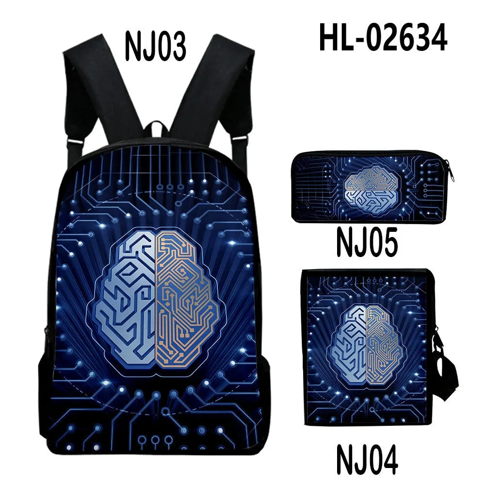 Fashion Youthful Technology style 3D Print 3pcs/Set Student GlowCart