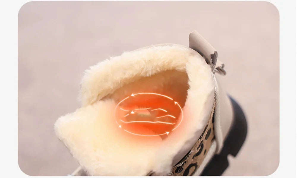 Leopard Fashion Snow Boots For Children Thick Warm Teenager Kid's Plush Boots Trend Fashion Boy's Girl's Warm Ankle Boots GlowCart
