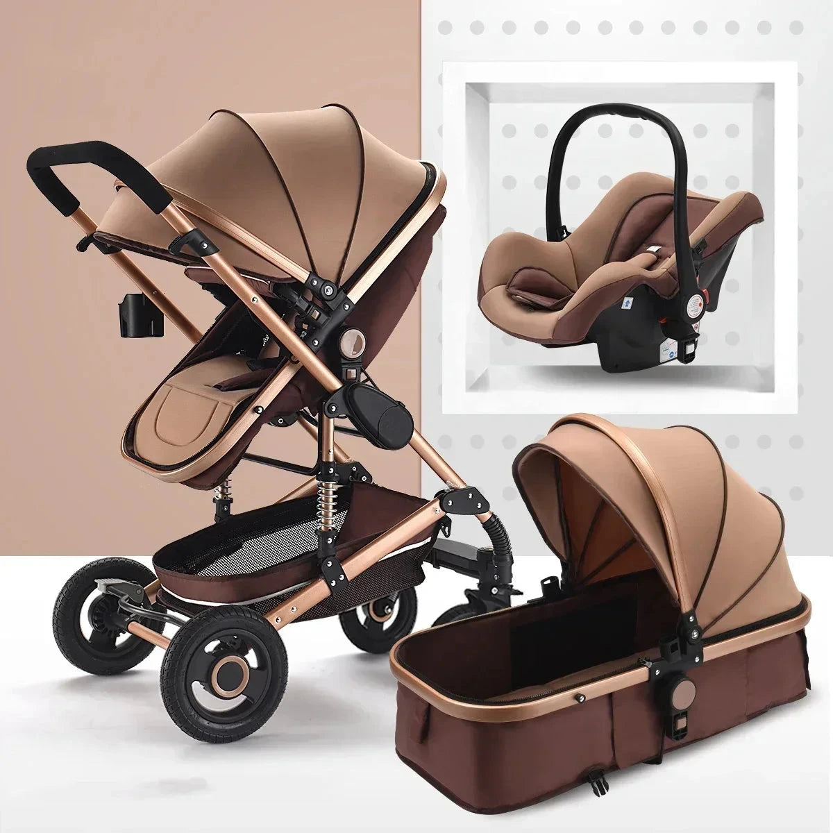 baby stroller 3in1 Luxury High Landscape baby pram portable baby pushchair multifunctional Newborn Carriage double faced GlowCart